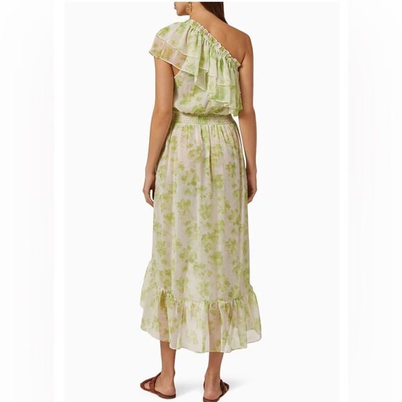 MISA Revolve Chiffon One Shoulder Rumi Midi Dress in Honeydew Large NWT - Picture 2 of 10